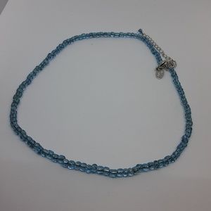 Lia Sophia Tiny Bead Necklace Aqua Blue 19 in